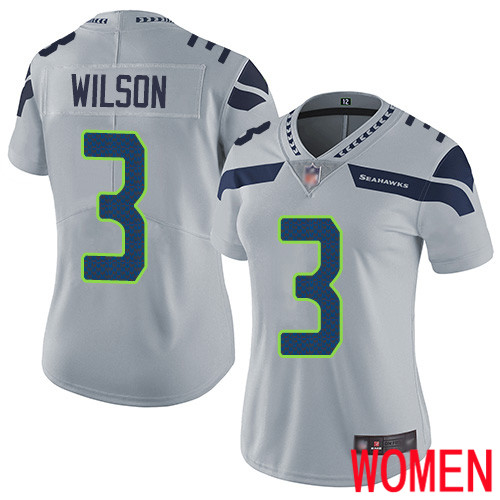 Seattle Seahawks Limited Grey Women Russell Wilson Alternate Jersey NFL Football 3 Vapor Untouchable